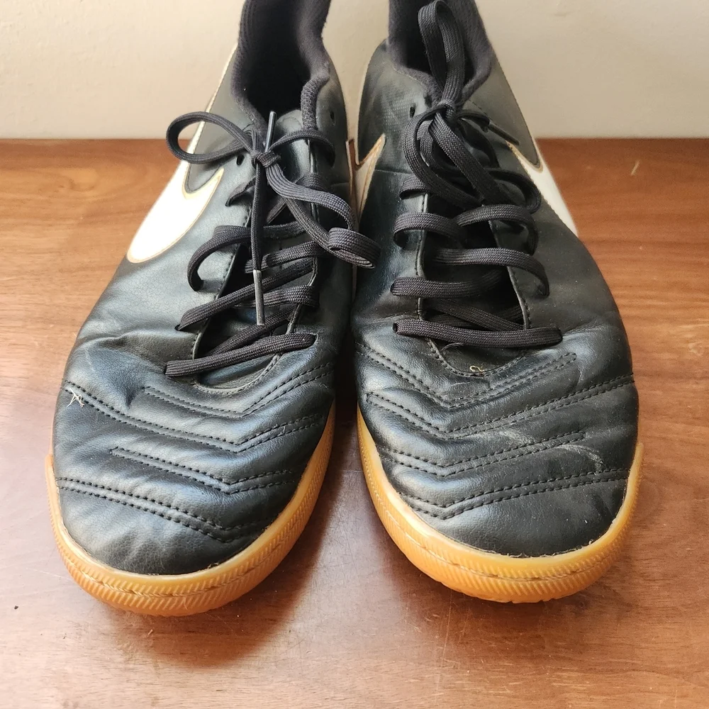 Nike Tiempox Black Tan Kids Indoor Soccer Shoes Sneakers 10